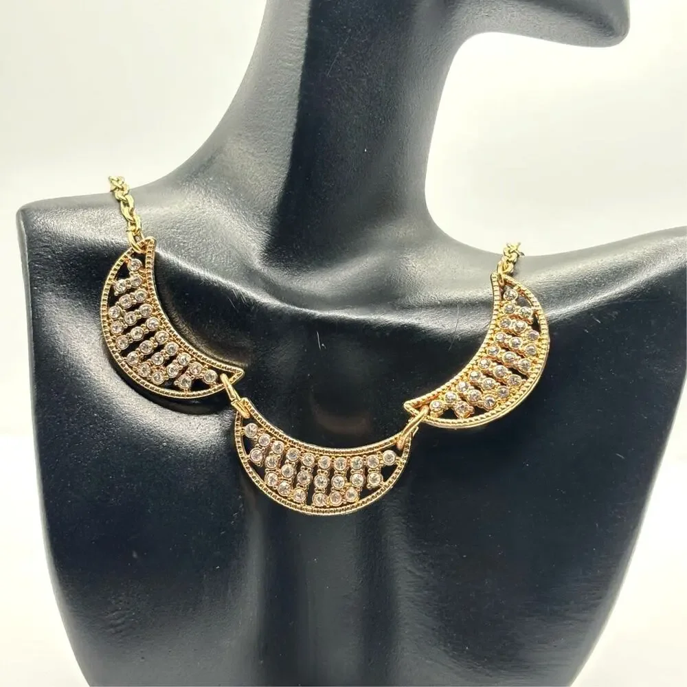 Vintage Gold Crescent Necklace
